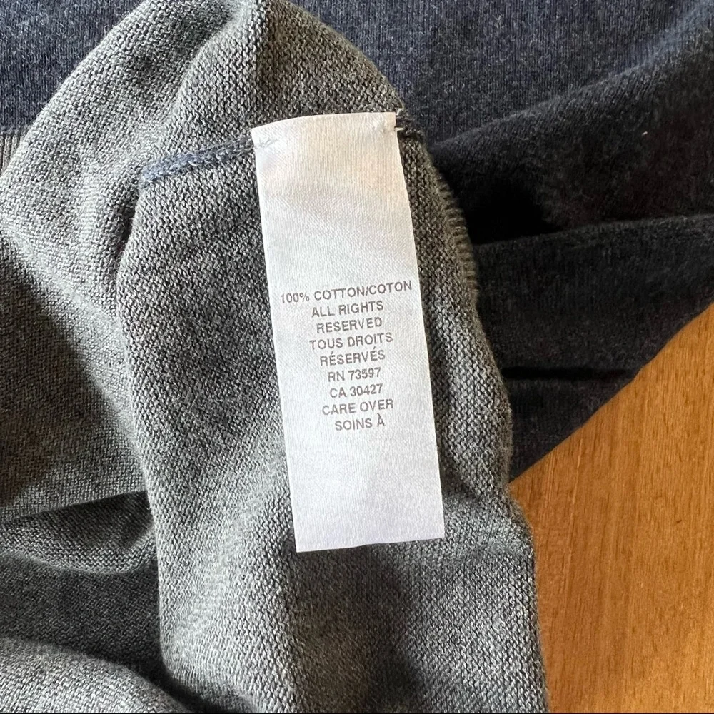 RAFFI Cotton Reversible Elbow Patch Henley Sweater Blue Grey Size Medium NWT - Picture 8 of 9